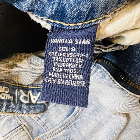 Vanilla Star Women's Blue Mid Rise Crop Distressed Stretch Jeans Size 9 School - Picture 11 of 11